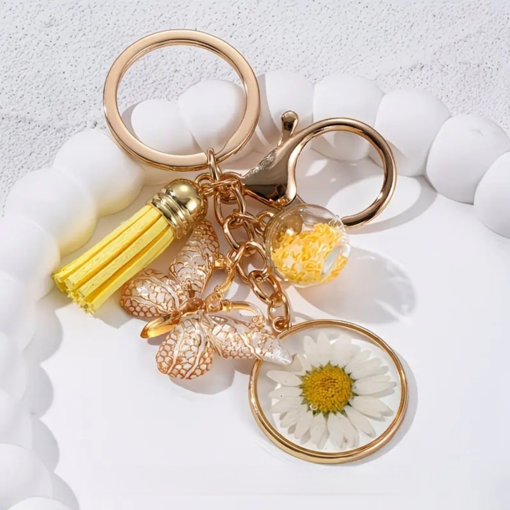 Yellow Butterfly Bag Charm Keychain